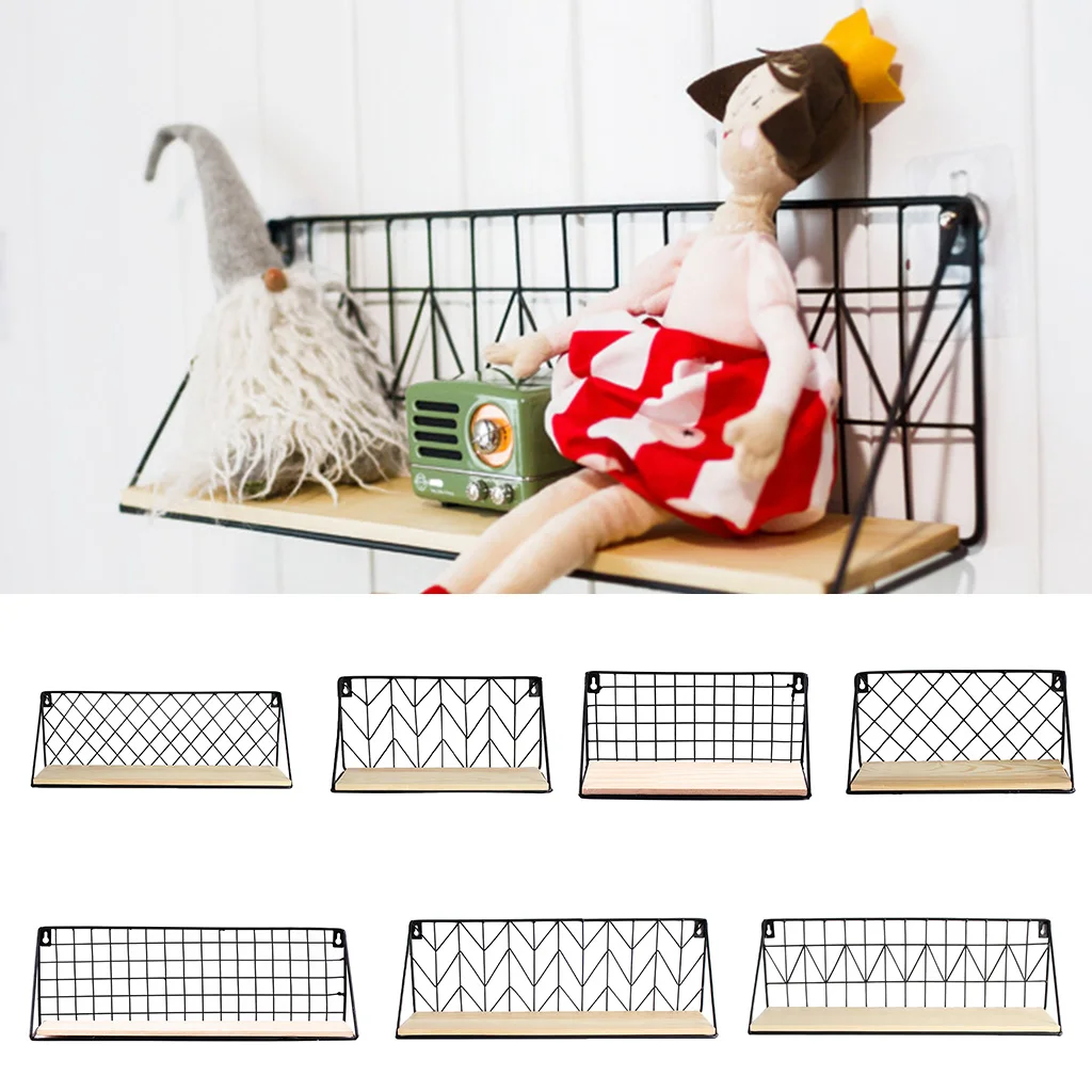 DIY Wall Mount Metal and Wooden Wire Rack Holder For table standing rack Holder Shelf Home Kitchen Storage  Bedroom Decoration