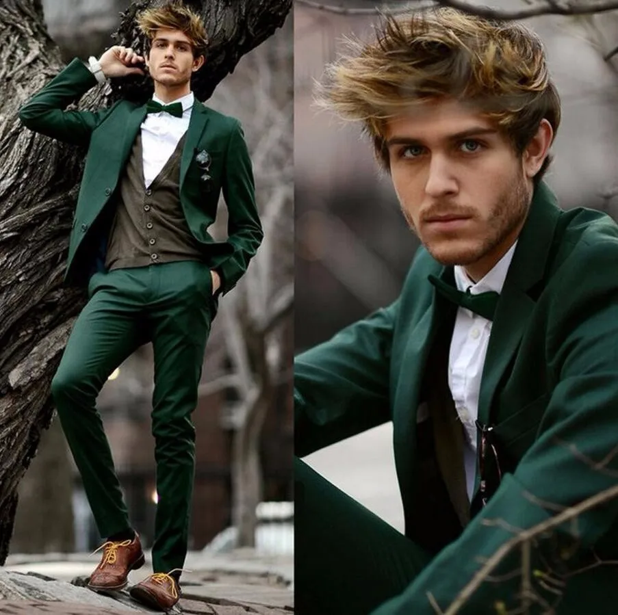 842 men suit dark green leisure suit formal occasion business handsome suit two-piece lapel wedding best men suit