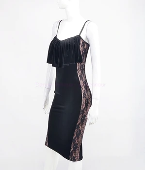 

New winter velvet latin dance costumes senior lace sleeveless latin dance dress for women latin dance exercise dresses