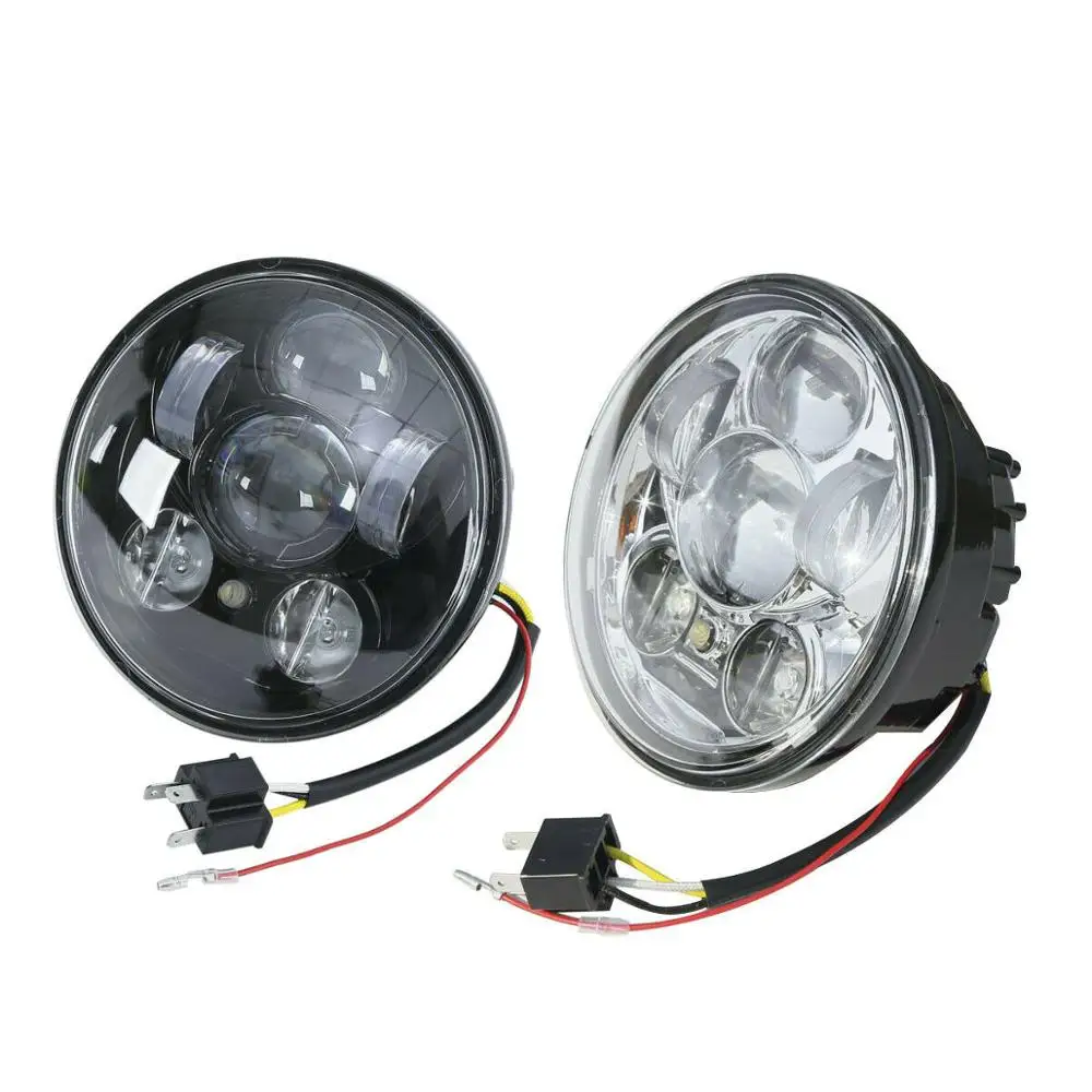 

Motorcycle 5-3/4" Round Projector LED Headlight Light For Harley Dyna Softail Sportster XL