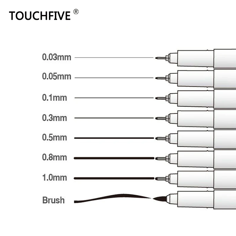 

TOUCHFIVE Sketch Liner/Brush 0.03/0.05/0.1/0.3/0.5/0.8/1.0mm Water Resistant Gundam Drawing Pen Design/Comic Painting Supplies