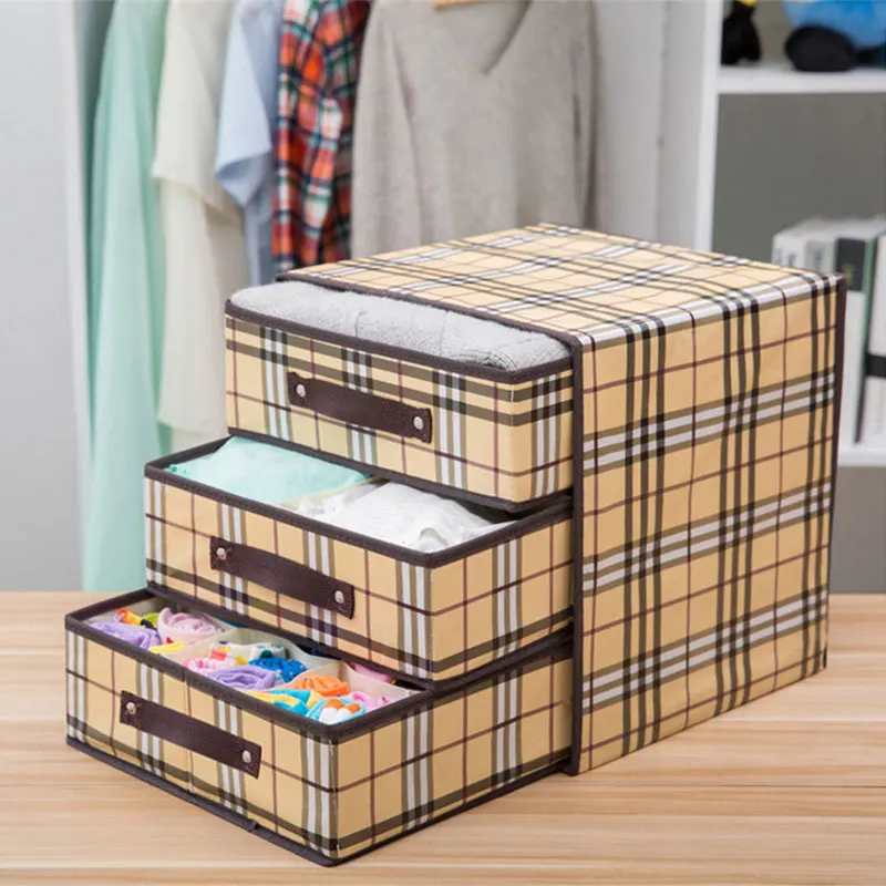 

Underwear Storage Box Three Drawer Non-woven Socks Clothes Otganizer Storage Box for Socks Home Organizers Accessories