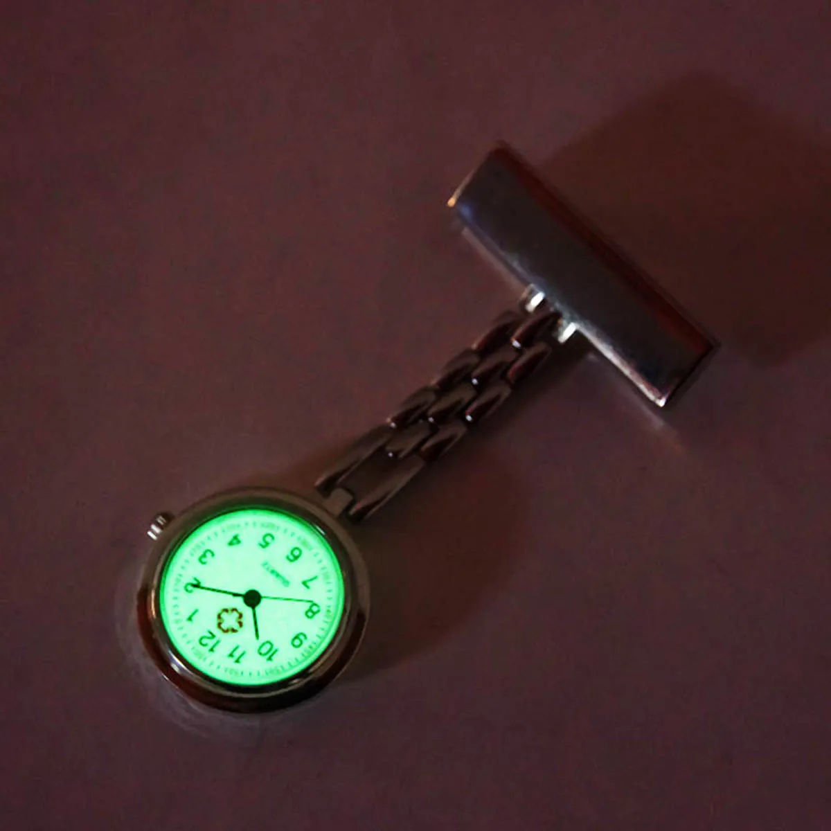 Shellhard 1pc Women Lady Luminous Nurse Watch Dial Quartz Alloy Waterproof Clip-on Brooch Nurse Pocket Watches Gifts