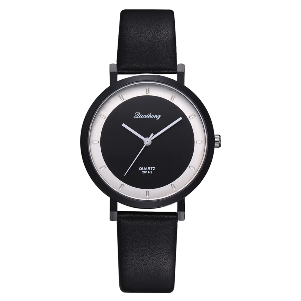 

Fashion Casual men Watches Ins Style Concise PU Strap Creat Double Circle Dial Vintage Sport Quartz Wristwatch Relogio LS1019