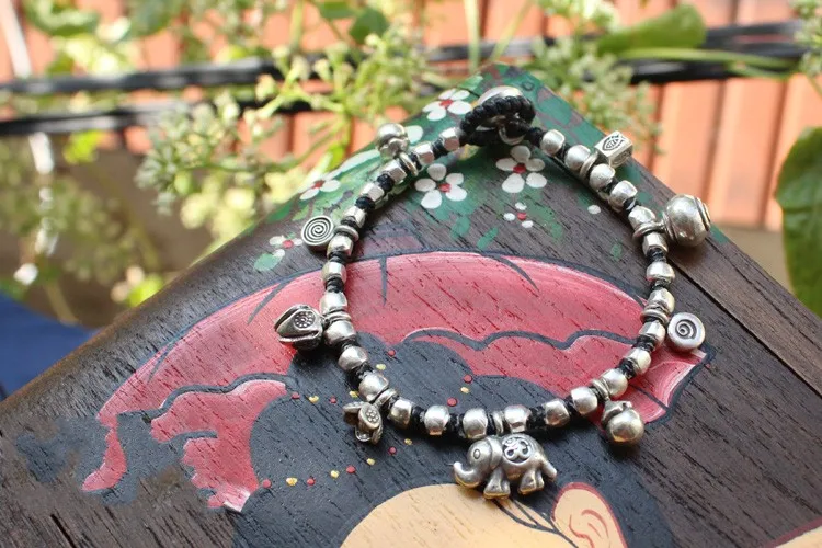 New Original hand-woven Thai silver S990 silver bracelet for woman elephant flower woman's bracelet woman's anklet