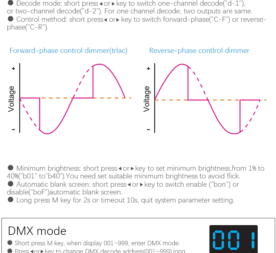 AC100-240V 288 Вт 2 канала Triac DMX диммер, двухканальный выход кремния DMX 512 контроллер S1-D