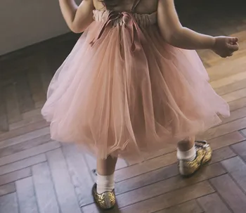 

Baby Girls Tulle Tutu Bra Straps Sling Dresses Two Wear Style Baby Children Kids Candy Pink And Gray Color Holiday Party Dresses