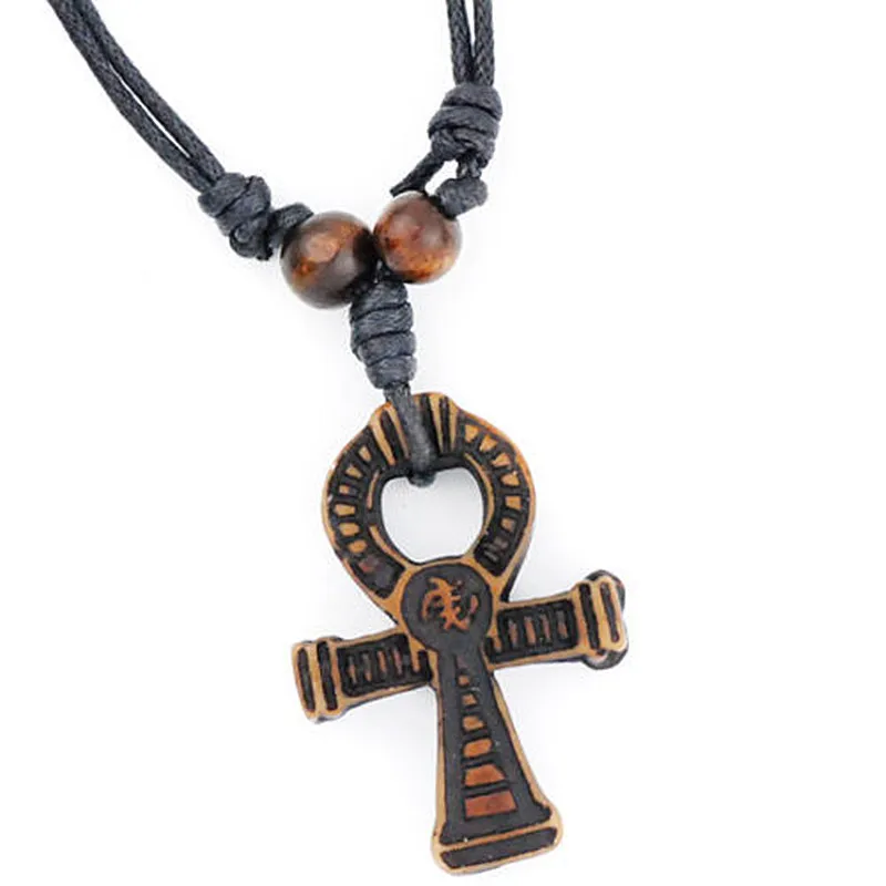 

Faux bone Cool Ancient Egyptian Ankh Cross Charms pendants necklaces YN348