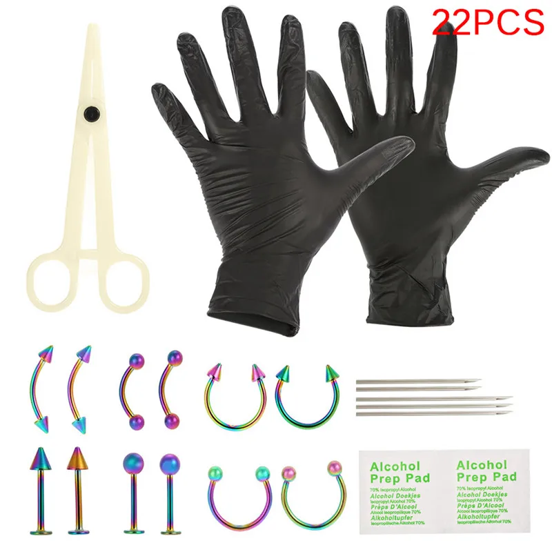 1 Set Body Piercing Tools 3 Style Professional Piercing Kit Sterile Belly Body Ring Needle Sets
