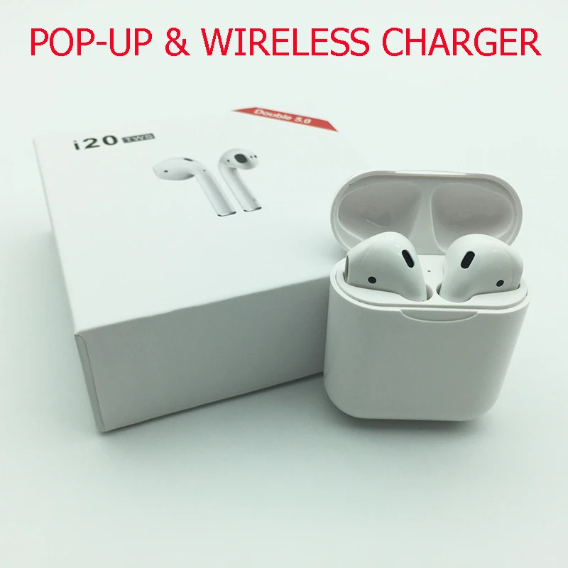 

i20 TWS pop up Bluetooth wireless earphone 1:1 Air headset pods PK w1 chip wire charger Earphone win i10 tws i12 tws i14 i30 tws