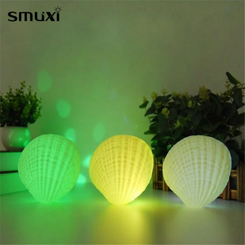 

Smuxi LED Night Light ABS 3W Colorful Shell Shape Lamp Wireless USB Charging Bluetooth Speaker Music Home Decor Best Gifts