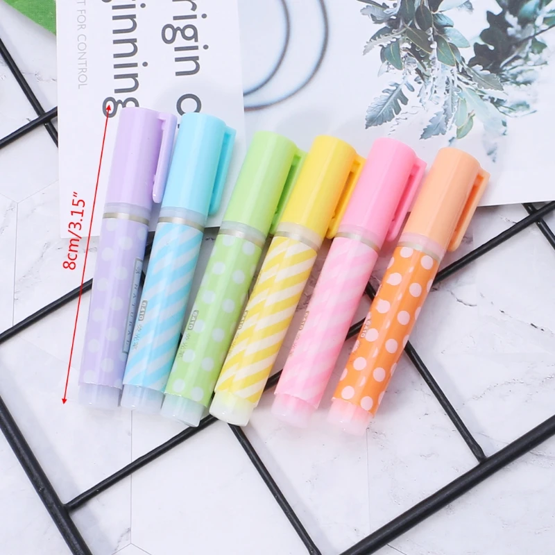 6 Pcs/lot Cute Chisel Point Colored Highlighter Pen Markers For Kids