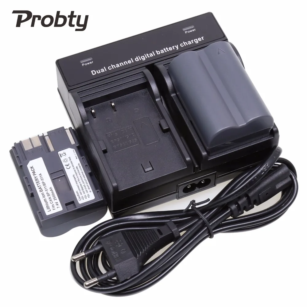 PROBTY 2Pcs BP 511 BP 511a 511a Battery + Dual Charger For Canon 300D