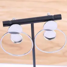 Reidgaller, нержавеющая сталь, 12 мм, кабошон, пустая Сережка-гвоздик, базовые настройки с обручем, сделай сам, серьги, фурнитура