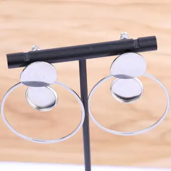 

3pairs/lot stainless steel 12mm cabochon stud earring blank base settings with hoop diy post earrings findings