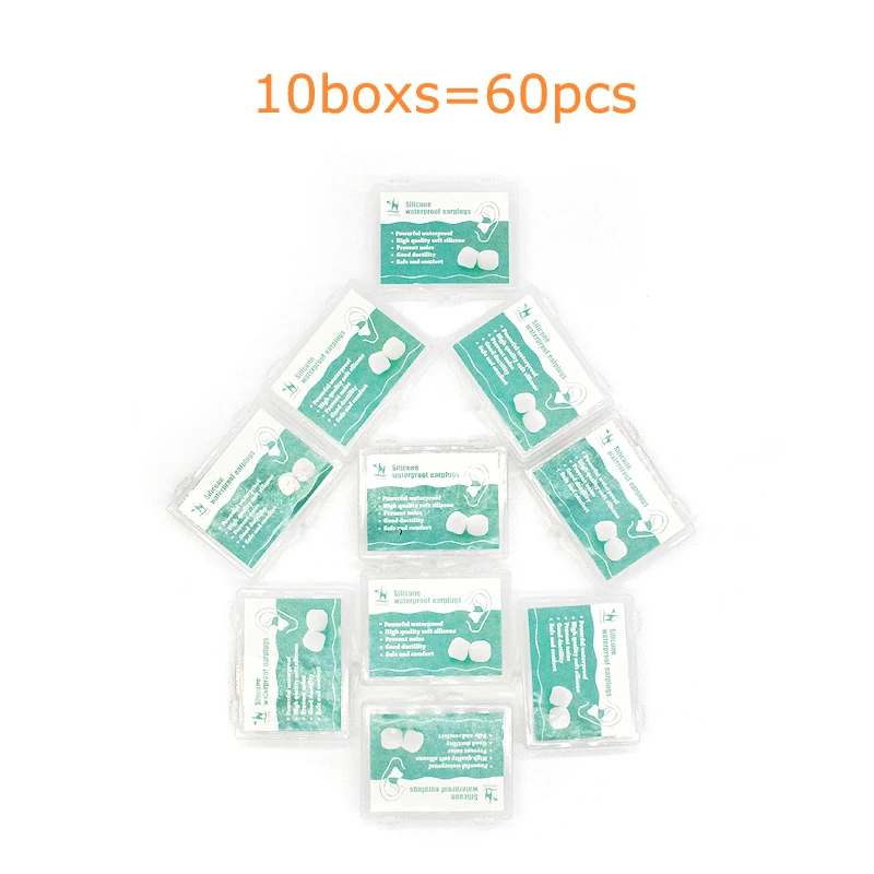 

60pcs Sleeping Protective Ear Plugs Silicone Soft Waterproof Anti-noise Earbud Protector Swimming Water Sports Silicone Earplugs