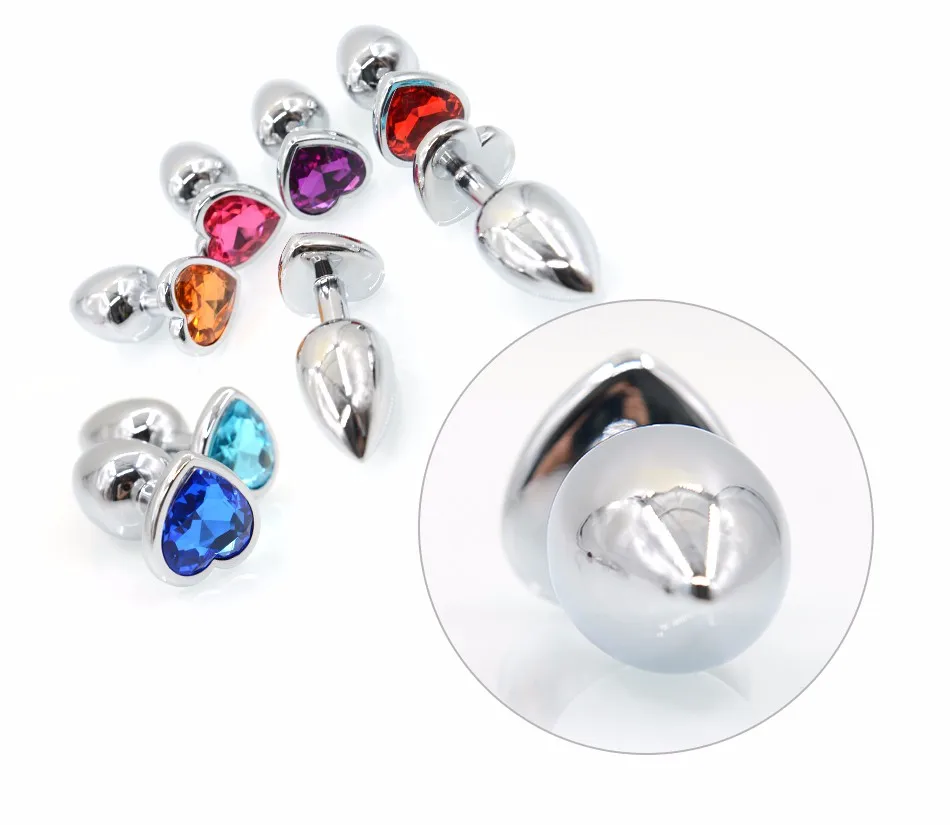 AuReve Hot Sale Smooth Steel Anal Plug Pretty Crystal Heart Shaped Jewelry Metal Butt Plug Sex Toys For Men Women Free Shipping 11