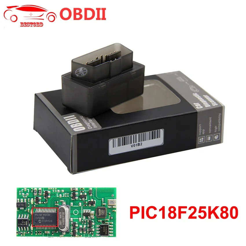 

ELM327 V1.5 PIC18F25K80 chip Bluetooth OBDII Scanner Car Diagnostic Interface tool white/black/blue Support J1850 Protocol