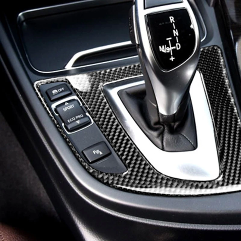 

3K Carbon Fiber Black Gear Shift Panel Interior Trim Sticker Car Auto Shift Lever Decal UV-Protected For BMW 3/4 Series F30 F34