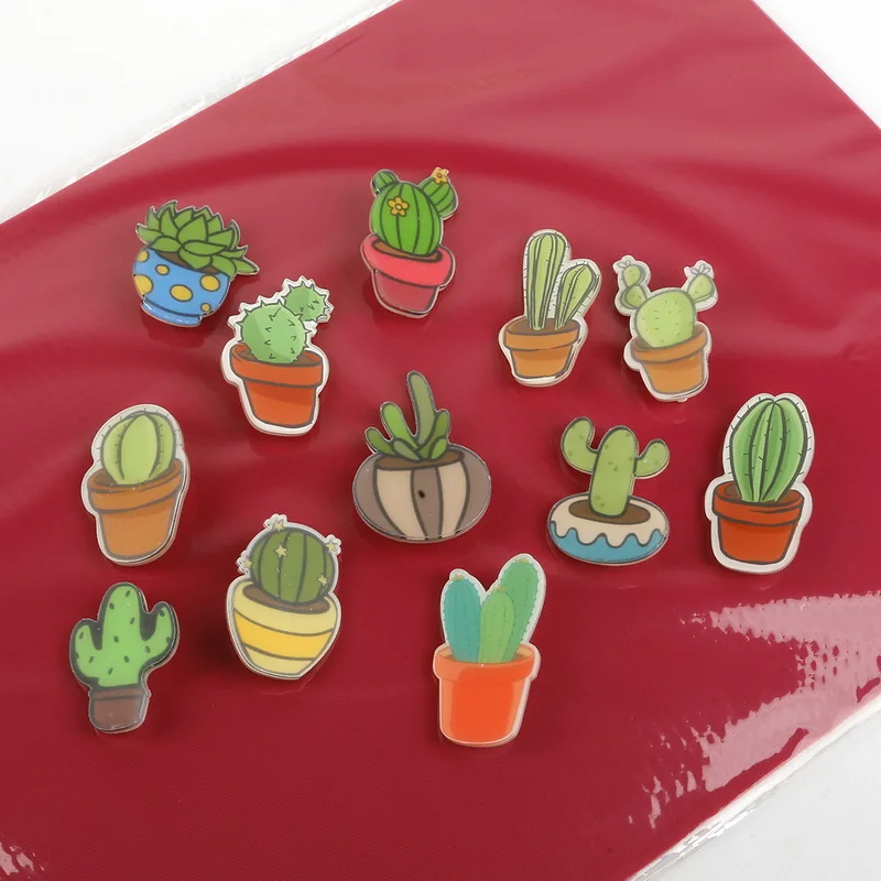 

Pin Badge Decoration 1 PC Cartoon Cactus Bonsai Brooch Acrylic Badges Icons on The Backpack Badges for Clothing