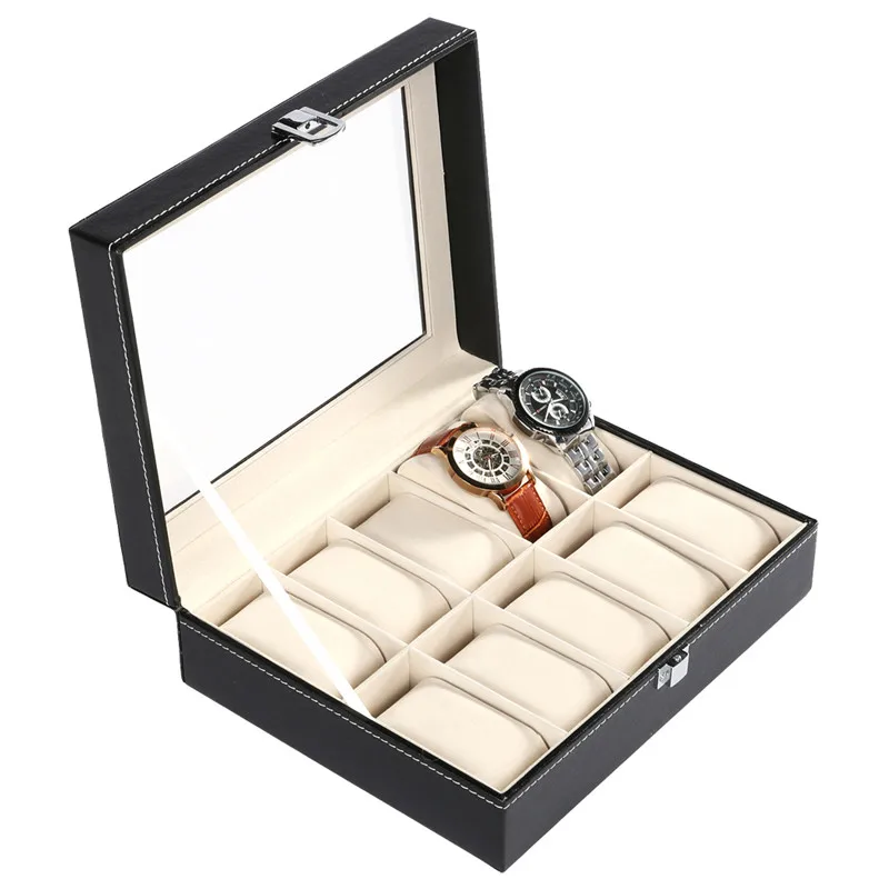

FANALA Watch Box 10/20 /24 Grid PU Leather Watch Holder Wrist Watch Storage Caja Reloj Jewelry Organizer Boite Montre 2018 New