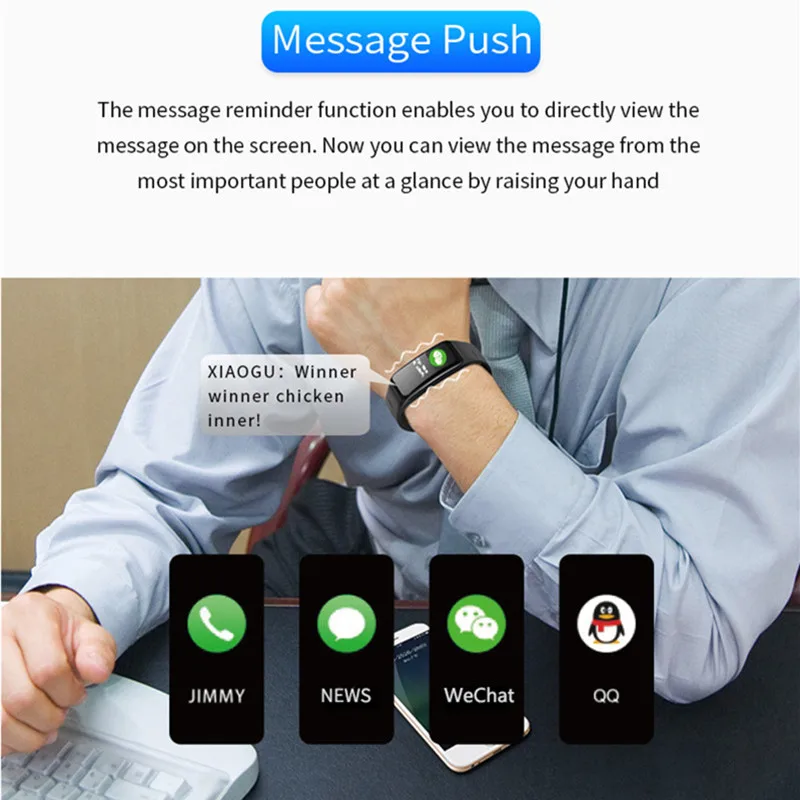 YUEDAER Bluetooth Smart Wristband Color Screen Heart Rate Monitor Fitness Bracelet Activity Tracker Blood Pressure Oxygen Watch