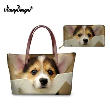 Бесшумные дизайнерские женские сумки для покупок с 3D принтом животных корги роскошные сумки милые большие сумки-шопперы для женщин Дорожные женские кожаные кошельки