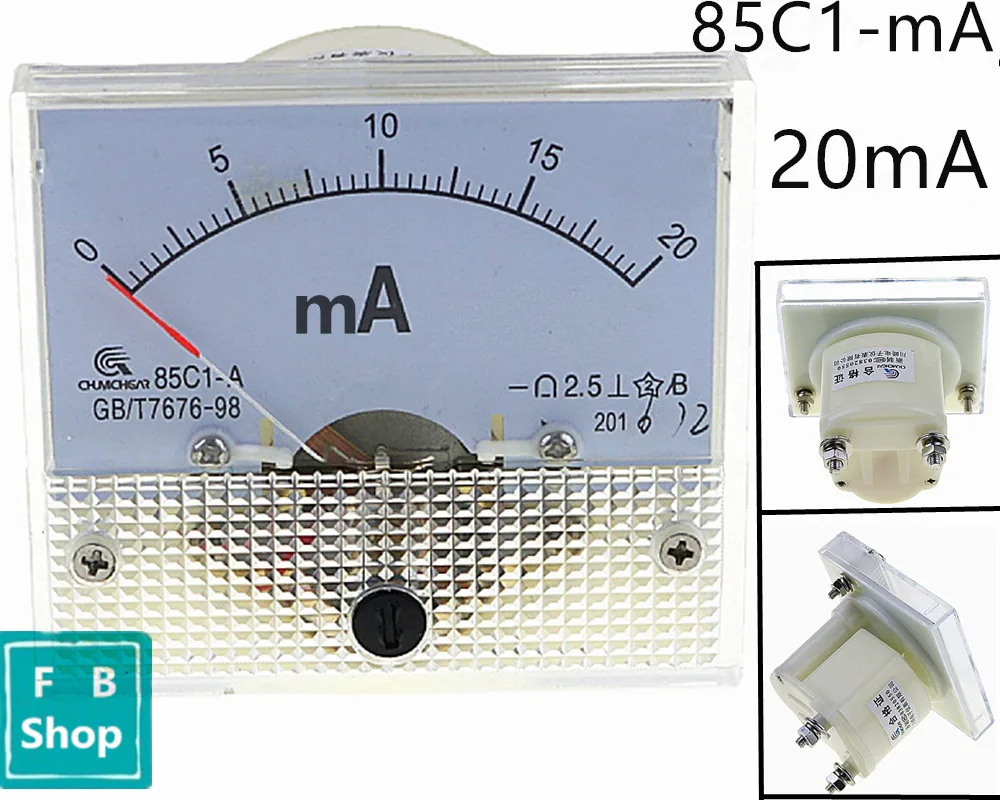 1 шт. 85C1-mA 20mA DC стрелочный Амперметр 85C1 серии аналоговая AMP метр 64*56 мм Размер