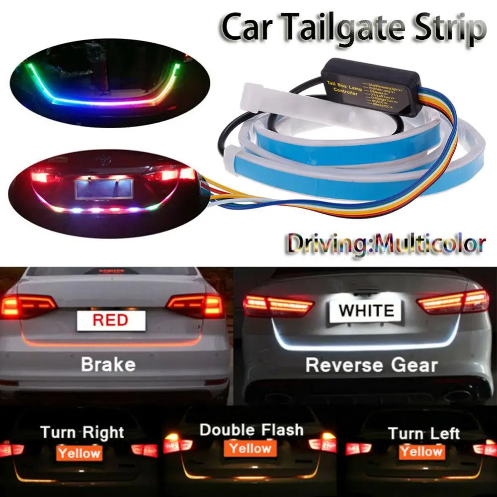 

Promotion! 47.6inch RGB colorful flowing LED Trunk strip for car trunk dynamic blinkers led turn light Tail lights LED DRL Light