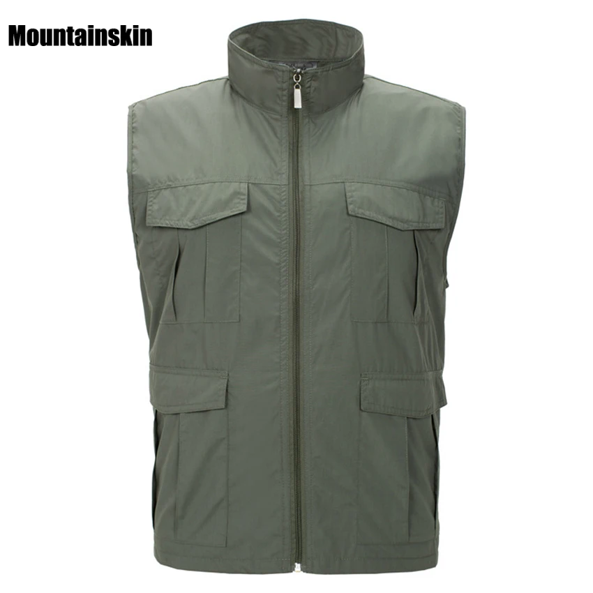 Mountainskin 4XL Для мужчин весна быстросохнущая Водонепроницаемый жилет Открытый Спорт Куртки без рукавов походы рыбалка кемпинг мужской пальто