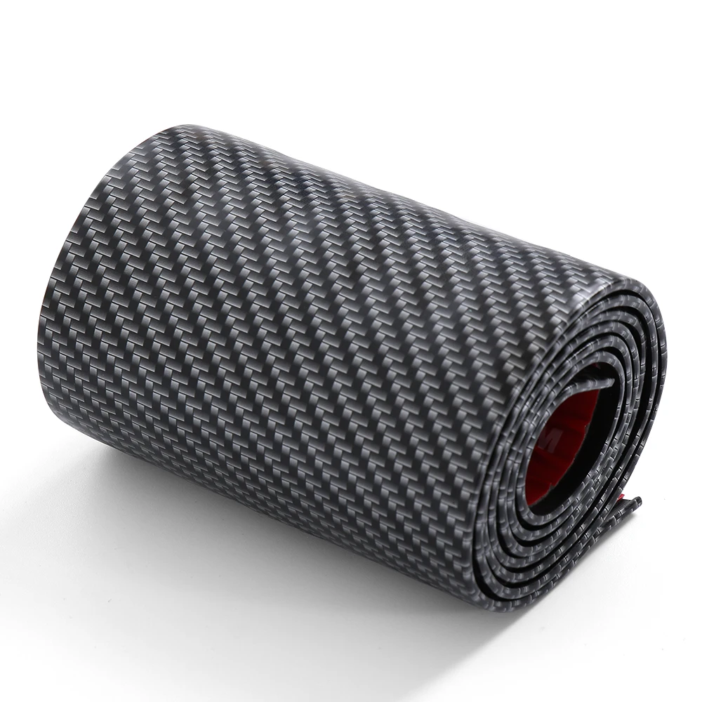 

2019 Black Carbon Fiber Car Sticker Soft Rubber DIY Door Sill Protector Edge Guard car moulding Bumper protection Strip