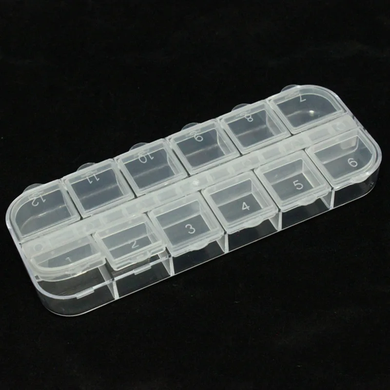 12 Съемные прозрачные пластиковые Стразы для дизайна ногтей инструменты для ювелирных изделий Дисплей Коробка Для Хранения Чехол Органайзер держатель бусины