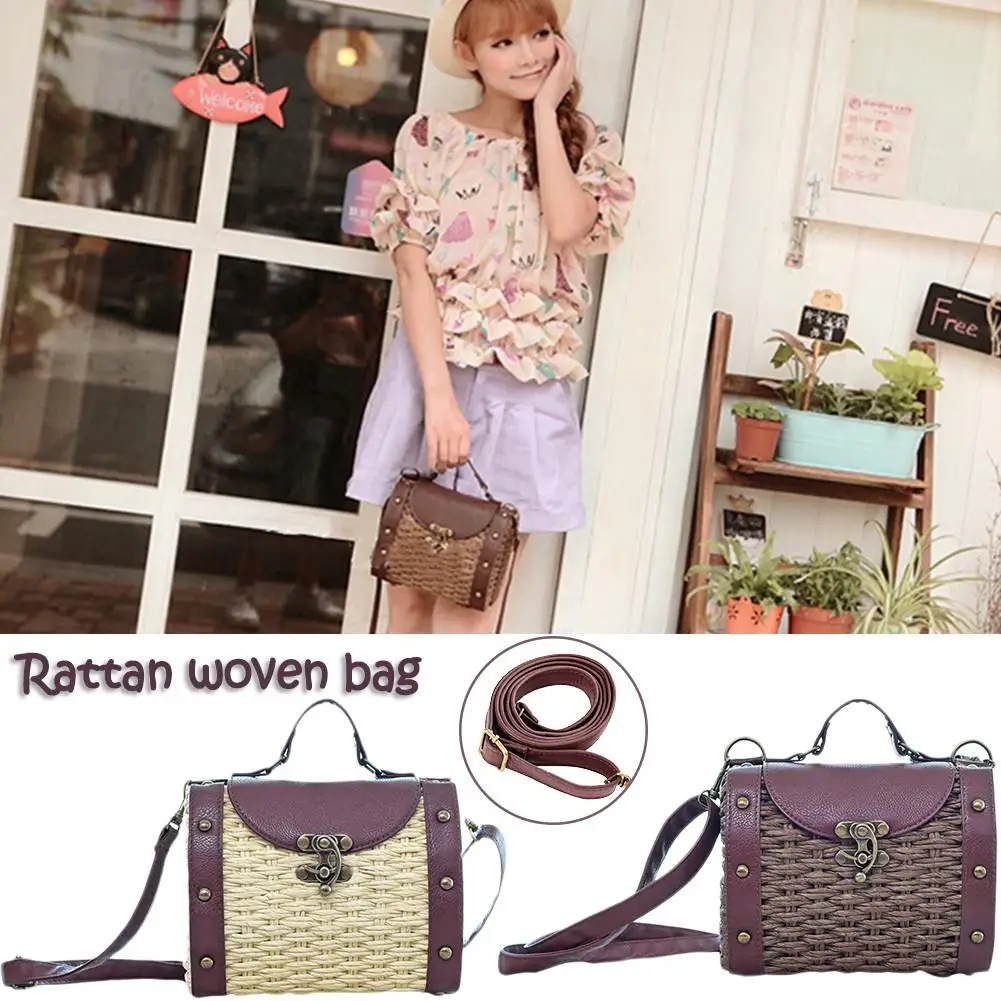 الرجعية الرافعة حقيبة الروطان المنسوجة رفرف حقيبة الشاطئ Crossbody حقيبة الأزياء اليدوية الطبيعي بسيط تخزين Shouder على حقيبة اليد للسيدات الرجعية الرافعة حقيبة الروطان المنسوجة رفرف حقيبة الشاطئ Crossbody حقيبة الأزياء اليدوية الطبيعي بسيط تخزين Shouder على حقيبة اليد للسيدات