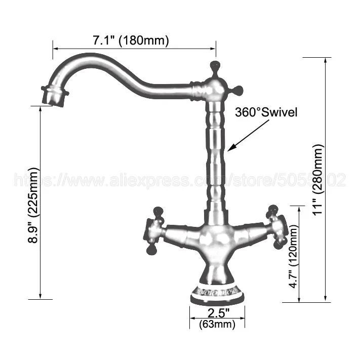 Antique Brass Bathroom Sink Faucet Basin Mixer Tap Double Cross Head Handle Hot and Cold Water Mixer Tap znf603