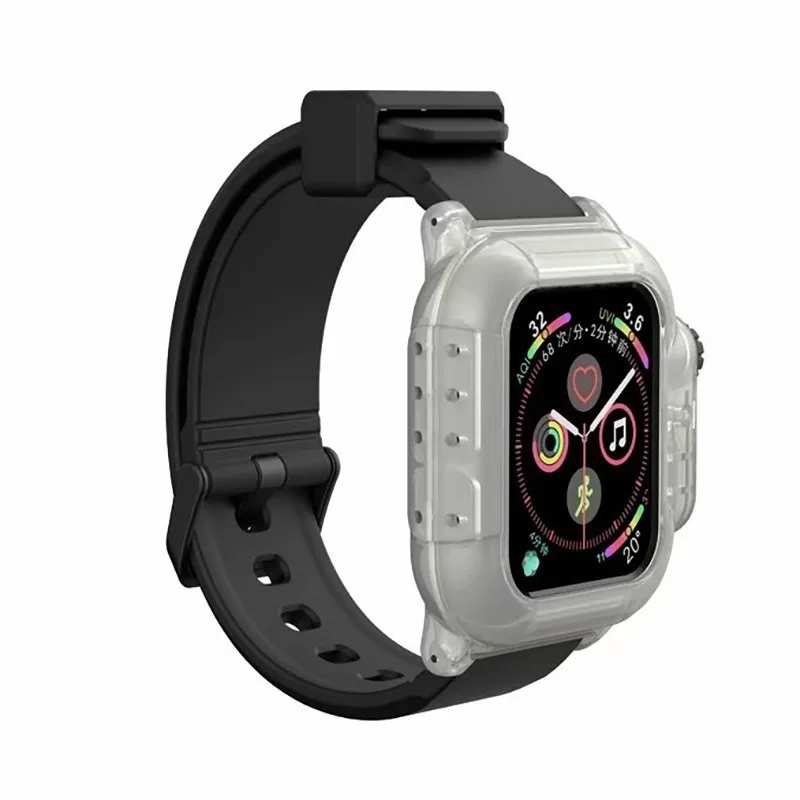 Водонепроницаемый чехол для Apple Watch band 4 iwatch band 42 мм силиконовый ремешок 44 мм 40 мм pulseira браслет умные часы аксессуары петля - Цвет ремешка: 12 Lumin BlackStrap