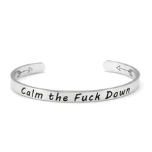 Wide 6mm Cuff Trendy Keep Going calm Down Titanium Encouragement Bangle For Men Jewelry city calm down melbourne