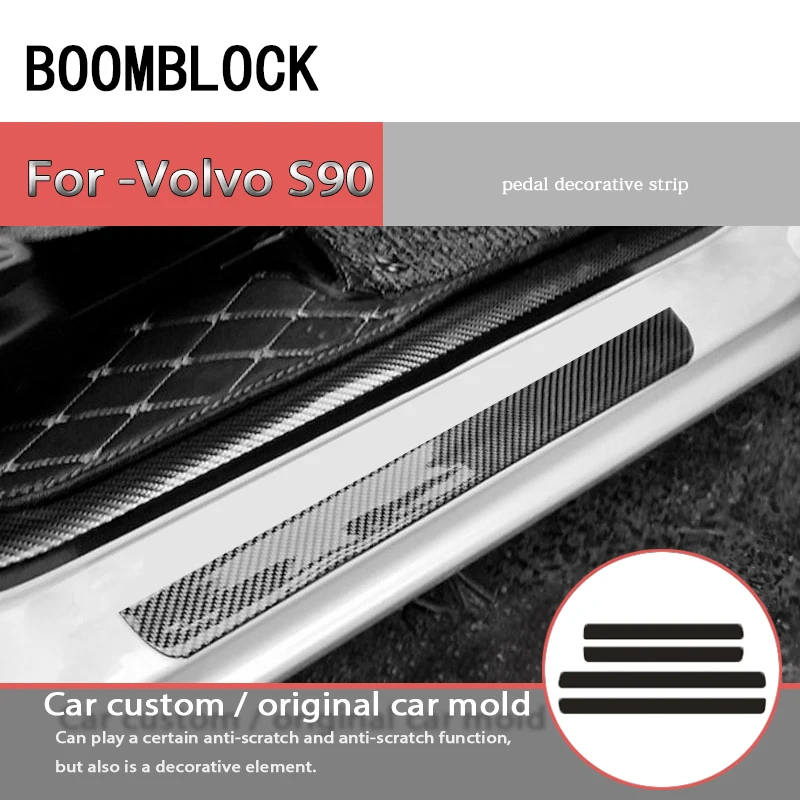 Auto Carbon Fiber Welcome Pedal Decorative Strip Trim Sticker Cover Protector For Volvo S90 Car Styling Interior Accessories | Автомобили