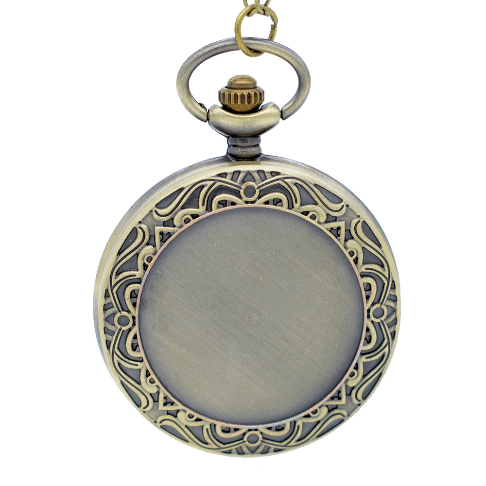 Модные стильные бронзовые с цветочным узором можно прикрепить фотографии кварцевые карманные часы Аналоговые в виде кулона ожерелье мужские женские часы подарок