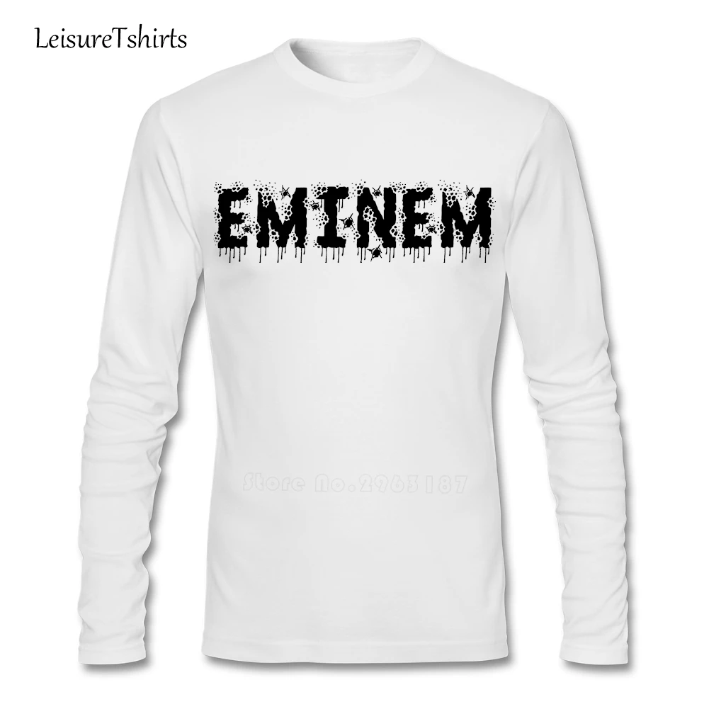 Мужская футболка с принтом Eminem удобные топы длинными рукавами и круглым вырезом