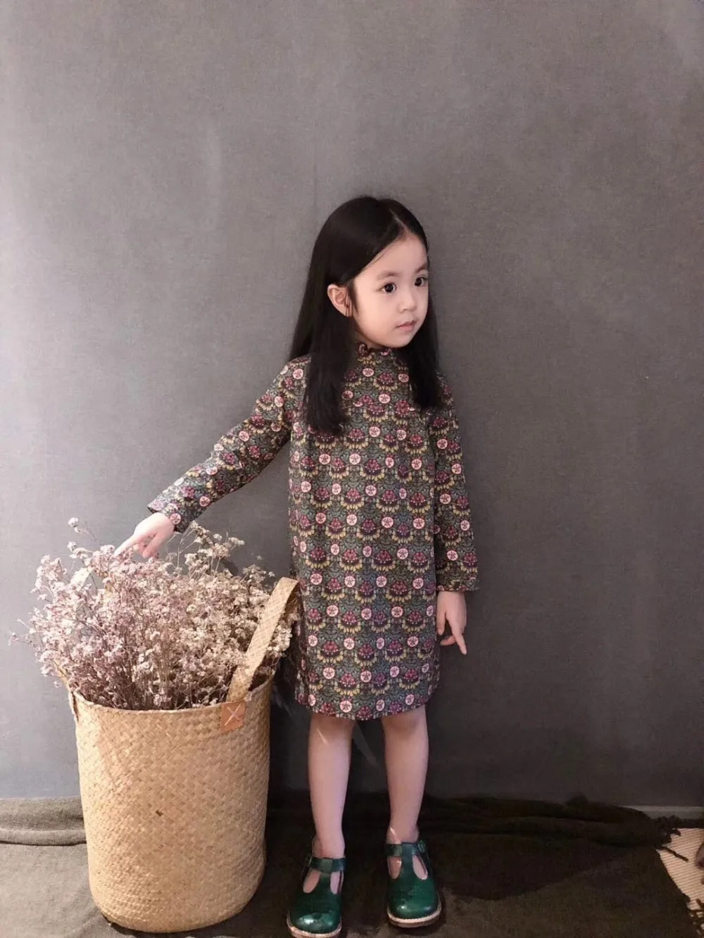 

Girls dress floral pattern long sleeve autumn spring baby girls dresses
