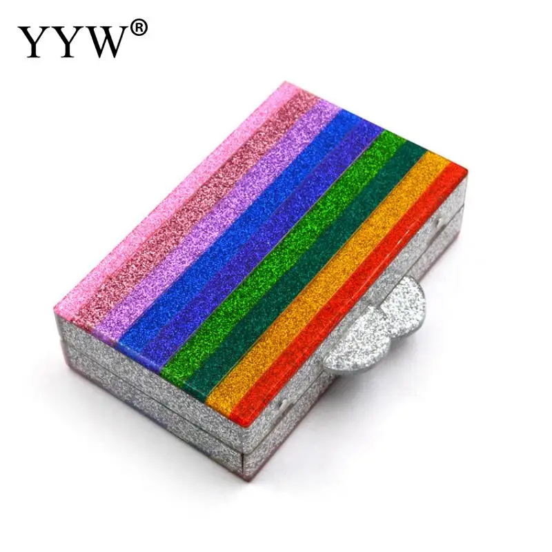 

Rainbow Colorful Stripes Evening Purses Acrylic Clutches Box Handbags Purse Wedding Hand Bag Bolsa Female 2019 Hard Case Bag