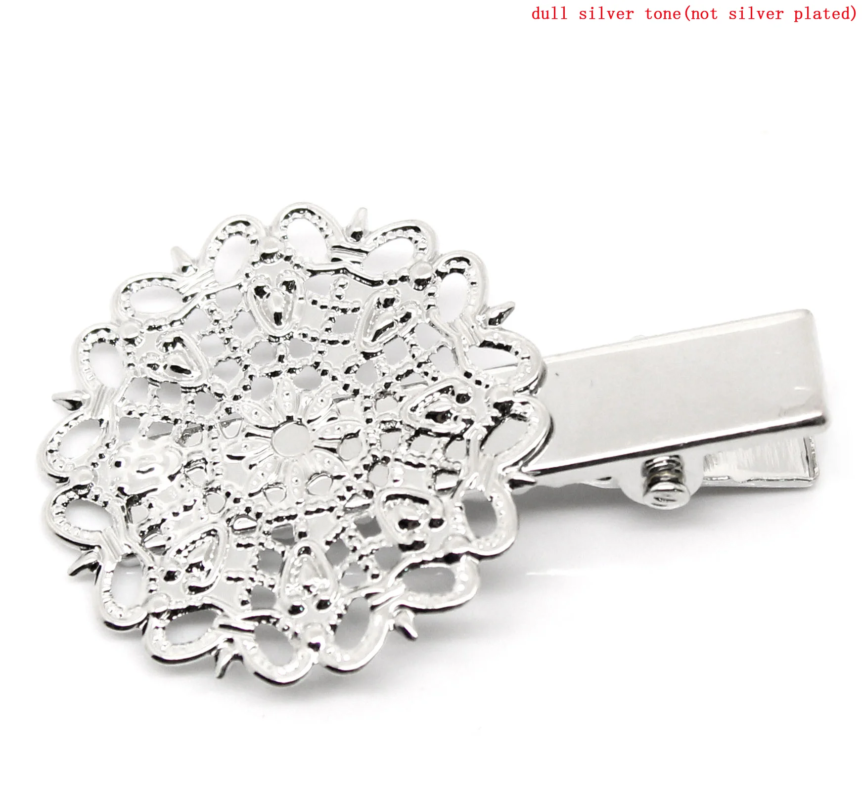 

Doreen Box hot- Hair Clips Flower Silver Tone Hollow 4x2.5cm,20PCs (B22886)