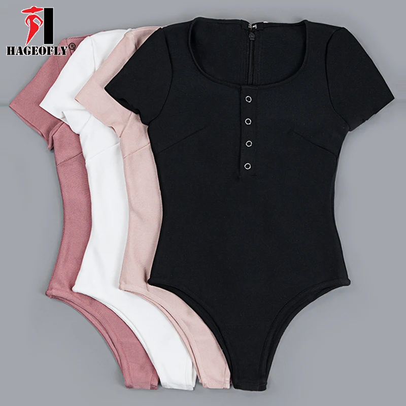 HAGEOFLY 2017 Summer Bandage Bodysuit Fashion Causal Work Office
