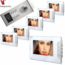Yobang безопасности 6 единиц домофон система видео дверные звонки домофон системы для видео для квартир телефон двери ночное видение