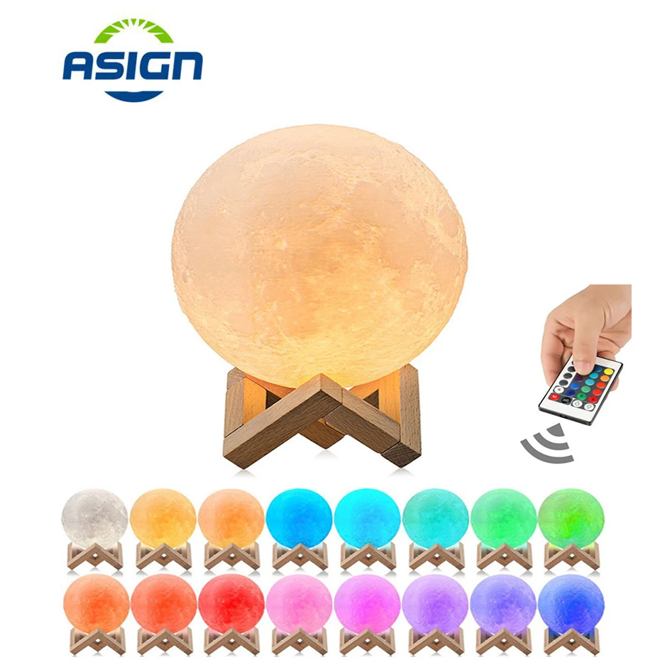 

USB DC 5V 3D Print Moon Lamp Rechargeable Night Light RGB Color Change Touch Switch Christmas Holiday Creative Decorition
