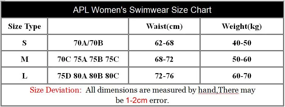 JT Size chart