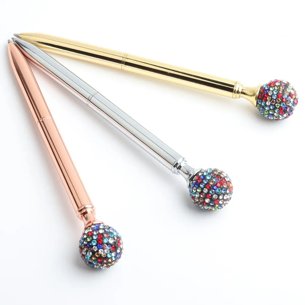 Новая шариковая ручка круглые цветные бриллианты металлический материал красивая ручка 0,7 мм канцелярский подарок для студента логотип на заказ