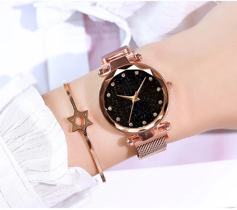 Женские магнитные часы Звездное небо Модные женские кварцевые наручные часы с бриллиантами роскошные женские часы relogio feminino zegarek damski
