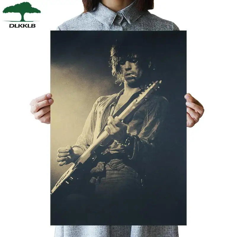 DLKKLB Rolling Band также плакат гитарист Ронни дерево Винтаж Плакат Бар Кафе украшения живопись рок музыка Ретро наклейки на стену - Цвет: As show