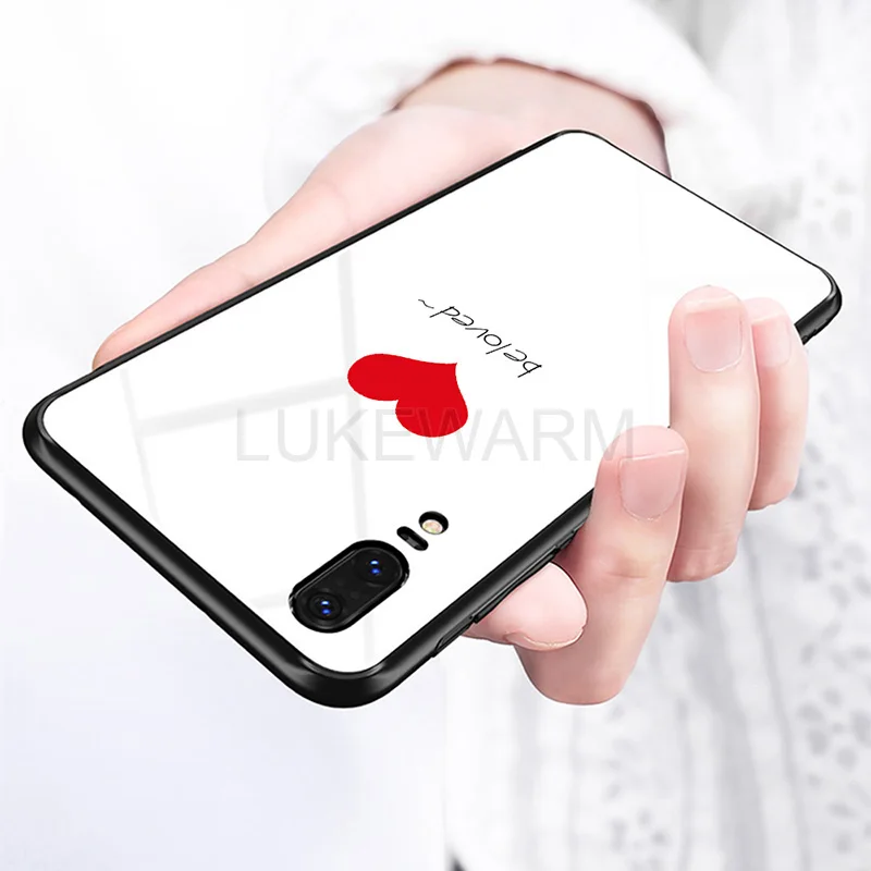 

Case For Huawei mate 20 10 lite P20 pro p smart plus nova 3 3i Soft Edge TPU Case on honor 10 8x Fashion lover heart Glass Cover